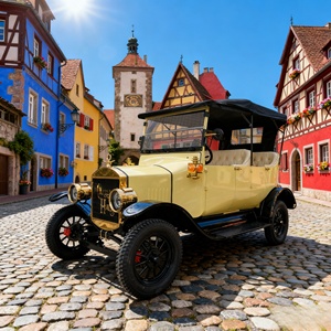 Retro Vintage <strong>Electric</strong> Sightseeing <strong>Car</strong> |<strong>4</strong>-Wheel Beach Resort Vehicle Replica Model T for Coastal Tourism - Product Image 3
