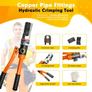 Гидравлический пресс GLAM CW-1930 для обжима медных труб, 1/<span class=keywords><strong>2</strong></span>, <span class=keywords><strong>3</strong></span>/4, 1 дюйм, с насадками для нержавеющей стали и фитингами PEX, усилие 10 тонн - Product Image 3