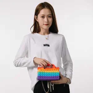 Mini rainbow crossbody jelly coin purses and bags for kids bags girls handbag