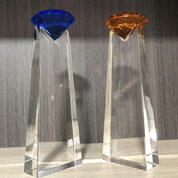 ADEL DaoTian ADL1252CTA Trophée en verre gravé au laser avec cristaux de diamant colorés, personnalisé, tendance mode, pour sports