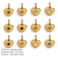 Nouveaux Breloques Cœur en Acier Inoxydable EManco, Pendentifs Pierre de Naissance Multicolores, pour Fabrication de Bijoux DIY, Apprêts pour Colliers Femme