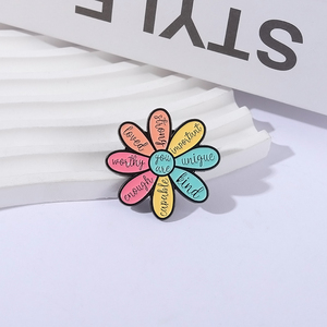 Broches de esmalte con citas motivacionales creativas y flores, con la frase 'Eres lo suficientemente amado, digno y fuerte', insignia para la solapa de la ropa, regalo para amigos - Product Image 6