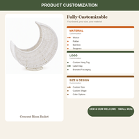Panier lune blanche tressé à la main, organisateur de bureau en osier, rangement, décoration maison et bureau, vente en gros OEM, panier lune croissante