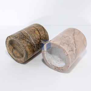 Bocaux à bougies en marbre de luxe avec couvercles Récipients personnalisés en verre, béton et terre cuite pour la décoration intérieure et les bougies de mariage - Product Image 5