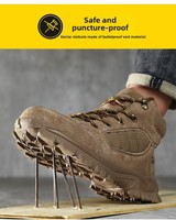 Chaussures de sécurité respirantes à tige haute avec embout en acier, résistantes à l'usure, protection de la cheville, confortables et sûres pour le travail