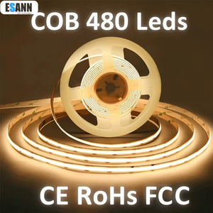 Bande <span class=keywords><strong>LED</strong></span> ESANN COB 480 <span class=keywords><strong>LED</strong></span> 12V 8mm de largeur 3000K Blanc chaud Bande flexible sans points Wi-Fi activé IP20 Éclairage de jardin - Product Image 1
