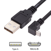 Kabel Data & Pengisian Daya USB 2.0 Tipe-A ke Micro USB 2.0 Tipe 5Pin Sudut 90 Derajat (Atas & Bawah) 480Mbps untuk Ponsel, Tablet, Komputer