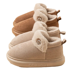 Custom Logo Women's Anti-Slip Thick Sole High-Top Suede Fleece Lined Autumn Winter Snow Boots Lightweight Solid Color Outdoor - Product Image 1