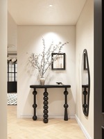 Table console noire moderne et courbée, table d'entrée étroite avec pieds en forme de bulle pour la décoration du salon à la maison