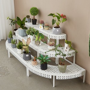 Grande étagère d'angle en métal de style escalier pour plantes, support de pot de fleurs pour intérieur et extérieur, ensemble de support de présentation de quart - Product Image 6