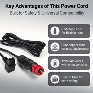 Cable de Alimentación para Refrigerador de Coche de 3.5M 12V/24V, Cable con Enchufe para Encendedor de Cigarrillos y Fusible para Refrigerador Portátil de Coche - Product Image 5