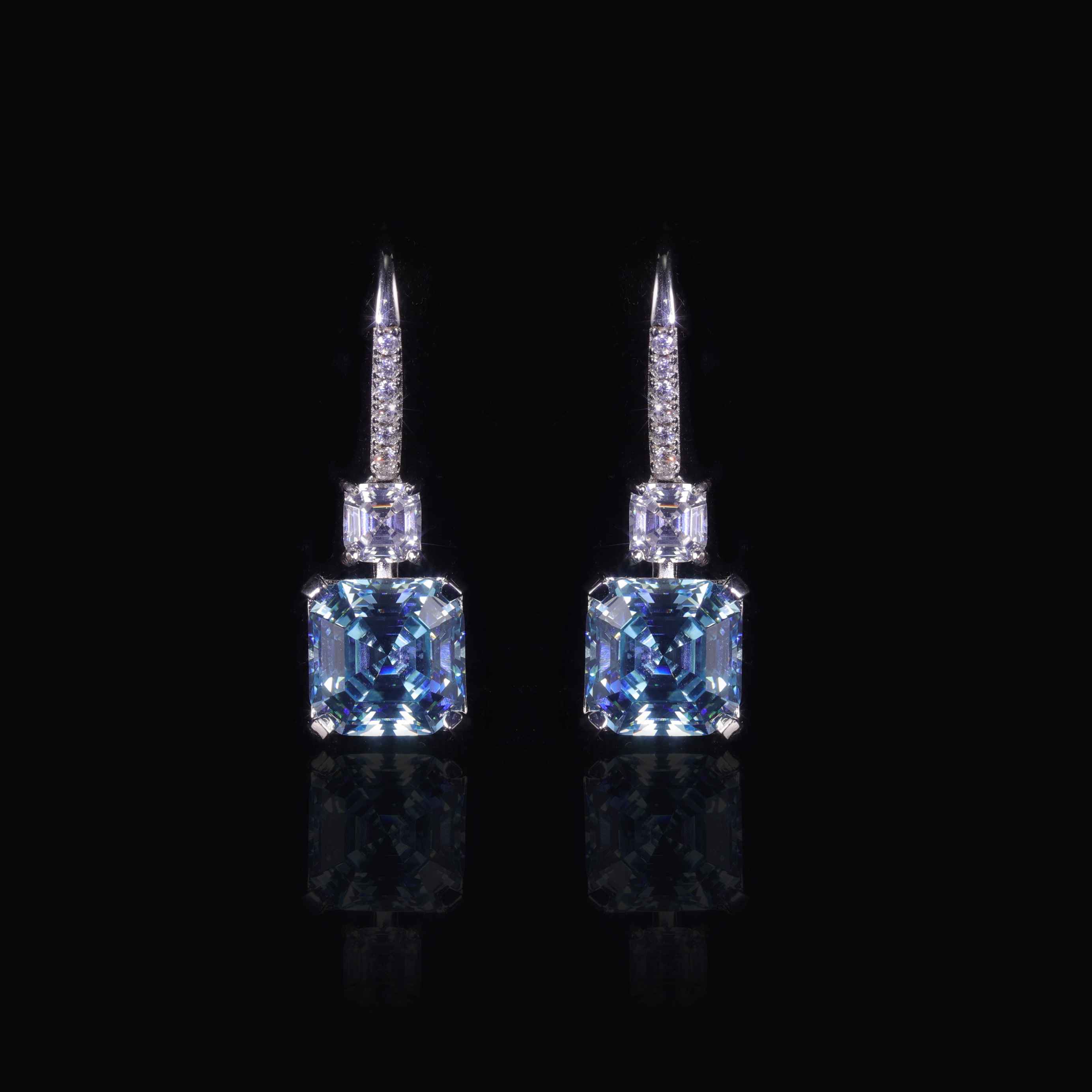 925 Argento Placcato Rodio Zirconia Cubica Set Di
