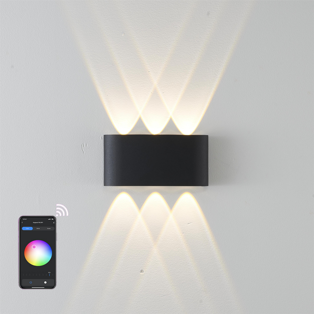EU Standard 6W Tuya APP Smart Home WiFi APP Controlled RGBW IP20 Aluminum Indoor Led Bedroom Lamp Smart Led Indoor up and Down