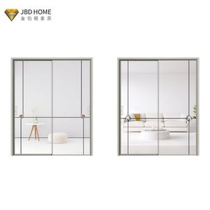 <span class=keywords><strong>Puerta</strong></span> de vidrio sin marco moderna de <span class=keywords><strong>3</strong></span> paneles, apilamiento telescópico, aleación de aluminio, característica impermeable para oficina, cocina, comedor, partición - Product Image 3