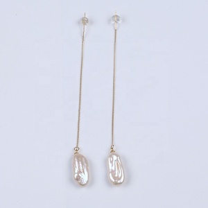Pendientes <span class=keywords><strong>de</strong></span> perlas Biwa <span class=keywords><strong>de</strong></span> 9-10mm para mujer, joyería larga, <span class=keywords><strong>aretes</strong></span> <span class=keywords><strong>de</strong></span> cadena <span class=keywords><strong>de</strong></span> <span class=keywords><strong>acero</strong></span> <span class=keywords><strong>inoxidable</strong></span> - Product Image 1