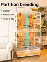 Jaula Grande para Pájaros de Acero al Carbono y Vidrio, Diseño Antiescape de Múltiples Niveles, Villa de Lujo para Pájaros, Configuración Ecológica para Cría de Loros y Animales Pequeños