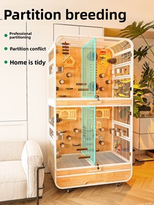Gabbia Grande per Uccelli in Acciaio al Carbonio e Vetro, Design Anti-fuga a Più Livelli, Villa Deluxe per Uccelli, Allestimento Eco-compatibile per <span class=keywords><strong>Pappagalli</strong></span> e Piccoli Animali - Product Image 2