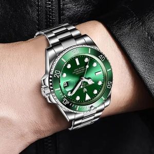 Lige 6801 Orologio Automatico da Uomo di Lusso con Data, Subacqueo 100M Impermeabile, Luminoso, in Acciaio Inossidabile, Meccanico - Product Image 3