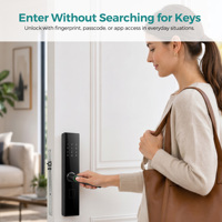 Cerradura Inteligente con Huella Dactilar SJJ, TTLock, App Tuya Opcional, Teclado Táctil, Tarjeta IC RFID, Entrada sin Llave, para Puerta de Madera