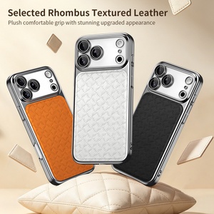 Étuis de téléphone portable magnétiques en cuir PU électroplaqué pour iPhone 17 14 15 16 Pro Max avec recharge sans fil et protection intégrale - Product Image 2