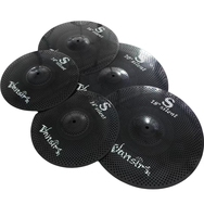 Vansir Ensemble de cymbales en alliage à faible volume 40 cm avec son professionnel noir pour batterie, entraînement, maison, salle de classe