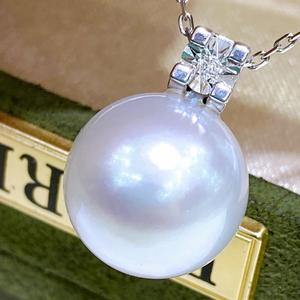 New 13-14mm Natural Gold <b>Bead</b> Pendant with T-shaped Diamond <b>Butterfly</b> Design Round Slightly Flawed Comes with Silver Necklace - Product Image 3