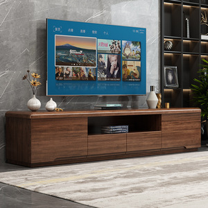 Mueble de TV de Madera de Nogal de 2 Metros, Moderno, Minimalista, de Madera Maciza, para Sala de Estar - Product Image 1