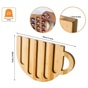 Soporte de madera para bolsas de café y té, soporte de pared de bambú para cápsulas de café, soporte para cápsulas con capacidad, soporte para bolsas de café en forma de taza - Product Image 2