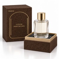 Boîte rigide pour parfum en papier spécial brun foncé moka 10x10x14cm avec insert en mousse surélevé |   Jinayon
