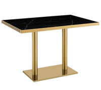 Table carrée moderne en marbre avec structure métallique pour salle à manger, hôtel, cuisine commerciale et mobilier de restaurant