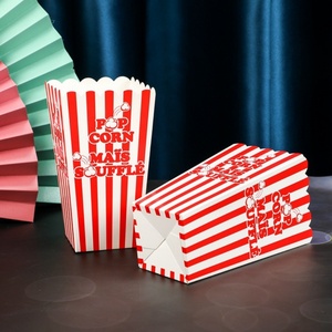 Cubo Plegable para Snacks con Diseño de Rayas, Caja para Palomitas de Maíz para Cine, Materiales Reciclados, Laminación Mate, Recubrimiento UV, Características de Relieve - Product Image 3