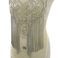 Applique de corsage à franges de strass, patch à pampilles de perles et cristaux pour robe de mariée, robe de bal, costume de danse, à coudre soi-même