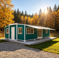 Cabane familiale mobile préfabriquée extensible à double aile, confortable, 30 pieds x 40 pieds