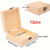 12 boîtes de rangement en bois de pin non fini avec couvercle à charnière et loquet, boîte artisanale DIY pour bijoux, cadeaux, petits objets, organisateur de maison