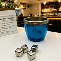 Seau à glace en métal à double paroi de 750 ml, refroidisseur de vin de 25 oz, refroidisseur de bouteilles, bac à boissons à double couche