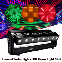 Barre de lumière à tête mobile 3 en 1 avec faisceau laser, 6 yeux laser, 8 faisceaux LED, effet DMX pour DJ, club, mariage, éclairage de discothèque