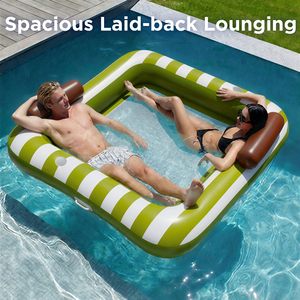 Wholesale Large <b>Inflatable</b> Pool Float Hammock for Adults Sun <b>Bathing</b> Tanning Mesh Raft Lounger Beach Lake Party Gift Green - Product Image 2