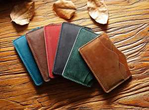 Custom Genuine Leather Credit Card <b>Holder</b> Retro Men's Casual Handmade Wallet Open Closure Normcore/Minimalist Business Card Card - Product Image 2