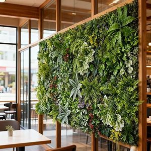 Panneau mural végétal artificiel grand format 50x100cm en LDPE, <span class=keywords><strong>haie</strong></span> de verdure artificielle pour intérieur et bureau, protection UV personnalisable - Product Image 6