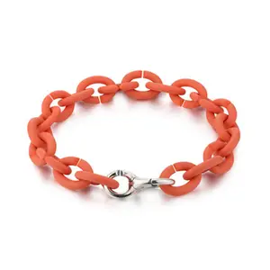 X Sieraden 925 Sterling Zilver Oranje Rubber Ring Armband Diy Basic Armband Voor Mannen En Vrouwen