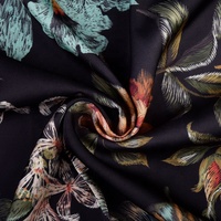 Tissu en satin mat 100 % polyester personnalisé, extensible, imprimé numérique tropical pour vêtements et jupes pour filles, technique de tissage