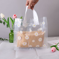 Sac fourre-tout transparent pour supermarché, sac en plastique réutilisable avec poignée en boucle imprimé de logo personnalisé