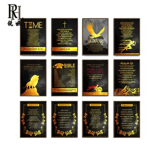 Dekorasi Rumah Ayat Alkitab Poster Emas, Slogan Peribahasa Roma Motivasi Singa Burung Hantu Poliester Kanvas Hd Cetak Seni Dinding