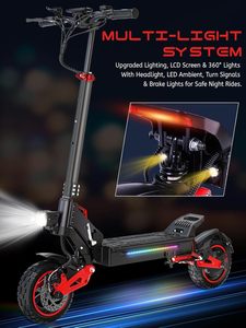 Monopattino Elettrico in Alluminio per Adulti con Sedile, Motore da 1600W/1200W, Autonomia di 32-40 Miglia, Velocità 31/34 MPH, Ruote da 10/11 Pollici per Tutti i Terreni, Batteria 48V 18AH/21AH, Motore ad Alta Coppia da 1600W - Product Image 3