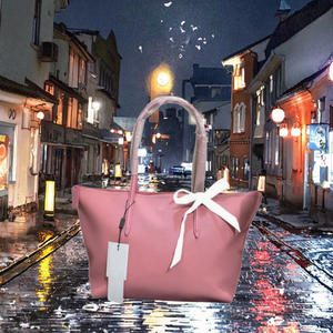 Borsa tote leggera da donna in stile francese, in PU, tinta unita, con chiusura aperta, grande capacità, impermeabile. - Product Image 2