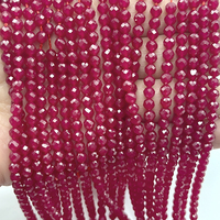 Perles de Corindon Rouge Rubis Naturel Facettées Rondes en Vrac pour Fabrication de Bijoux DIY, Pierres Précieuses en Cristal, Fil en Gros, Personnalisation OEM