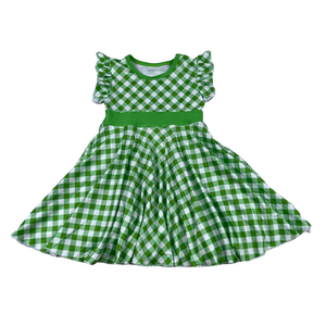 green gingham dress girls Green Check Pumpkin Smocked Beverly Dress