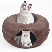 Lit tunnel pour chat en feutre lavable avec fermeture éclair, lit-caverne multifonctionnel en feutre pour animaux de compagnie, maison de jeu intérieure pour chat