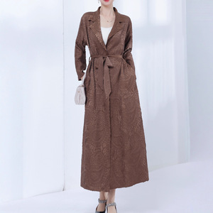 Abito Cardigan elegante da <span class=keywords><strong>donna</strong></span> nuovo autunno grande ricamo in rilievo <span class=keywords><strong>Trench</strong></span> pesante industria pesante Abaya capispalla - Product Image 1