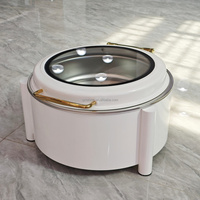 Chauffe-Plat Lefeng Blanc 6L en Acier Inoxydable à Alcool avec Contrôle de Température 60-80°C pour Buffets d'Hôtel et Traiteur